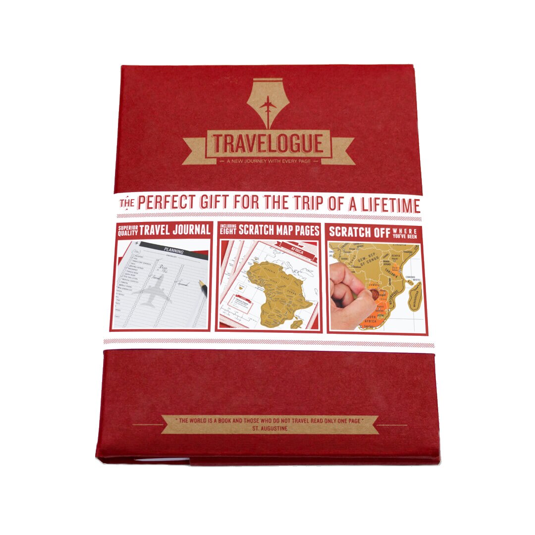 Jurnal de calatorie cu harti razuibile, rosu, 22.5 x 17 x 1.5 cm