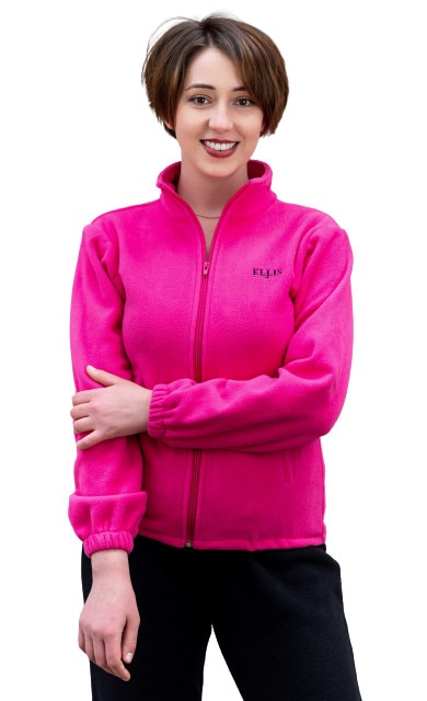 Hanorac polar, cu fermoar si logo brodat, Roz