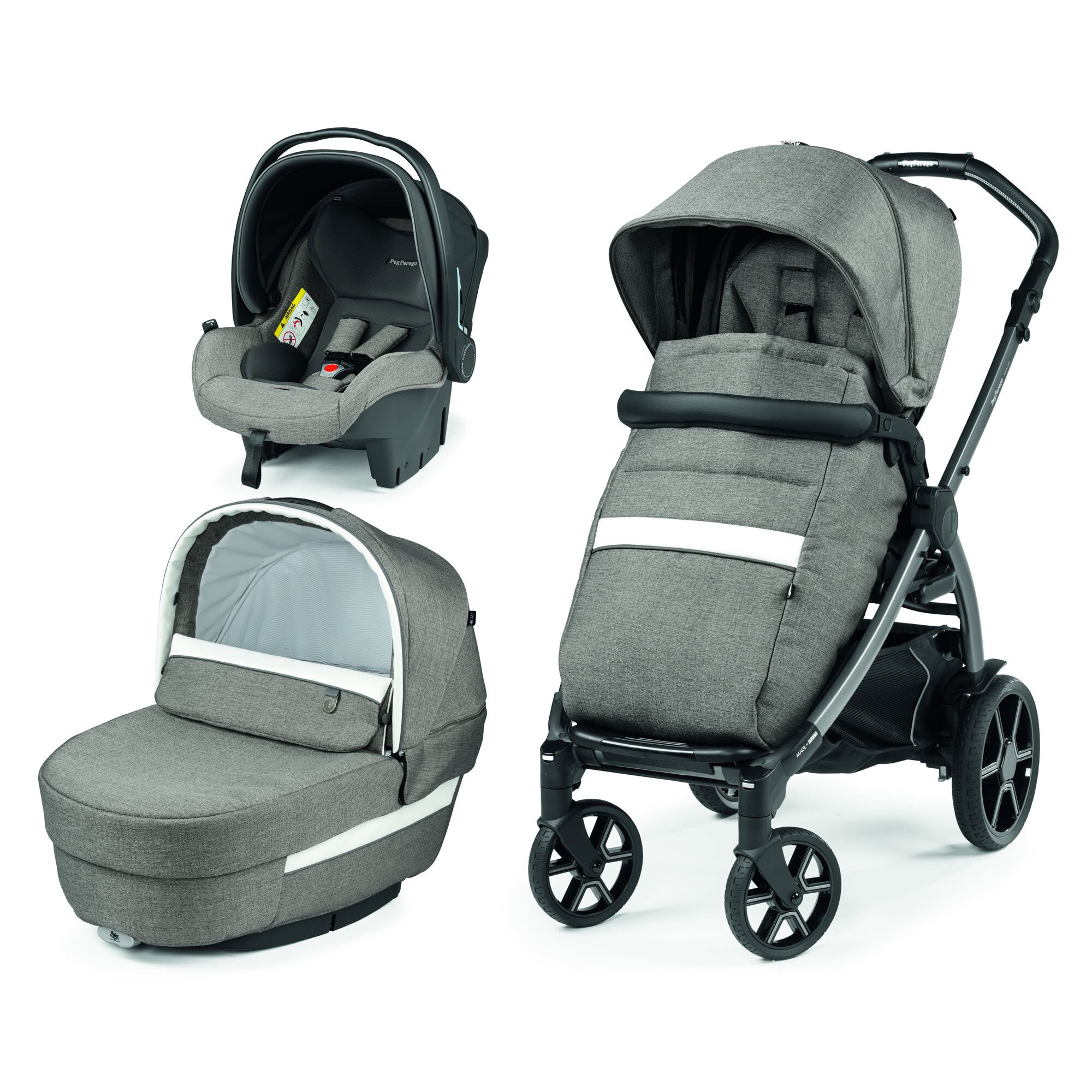 Carucior 3 in 1, Peg Perego Book, Primoviaggio SL, 0 - 22 kg, City Grey, Gri / Alb
