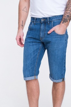 Big Star, Blugi tip bermude cu aspect stins, Albastru Big Star, Blugi tip bermude cu aspect stins, Albastru