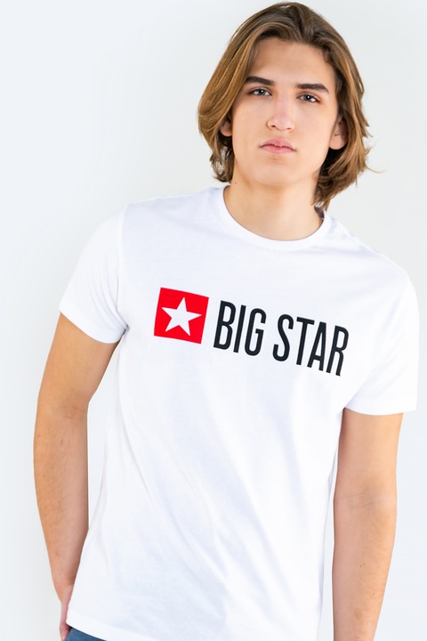 Big Star, Normál fazonú póló nagyméretű logóval, Fehér, 3XL
