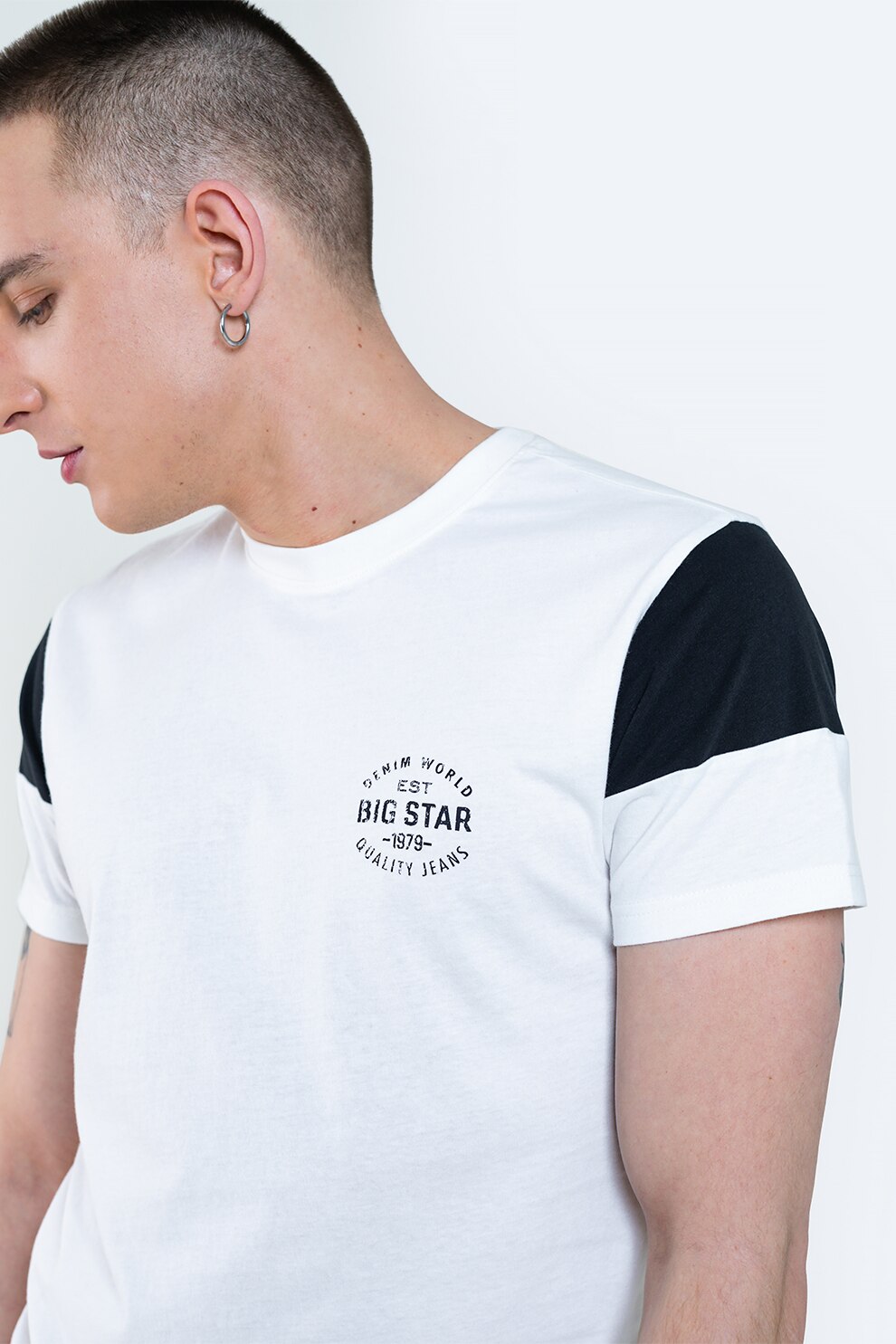 Big Star,Tricou de bumbac cu logo, Alb