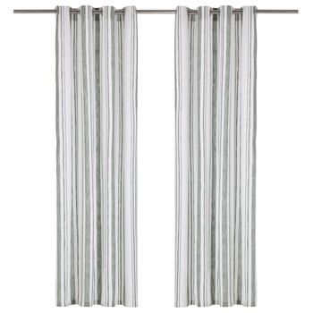 Perdele cu inele metalice, 2 buc., verde, 140x245 cm, bumbac Perdele cu inele metalice, 2 buc., verde, 140x245 cm, bumbac