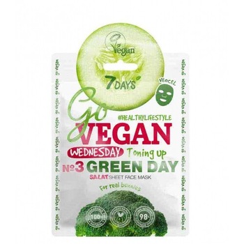 Masca de fata GoVEGAN Wednesday Green Day, 7DAYS, Tip servetel, Hidratanta, Tonifianta, 25 g Masca de fata GoVEGAN Wednesday Green Day, 7DAYS, Tip servetel, Hidratanta, Tonifianta, 25 g