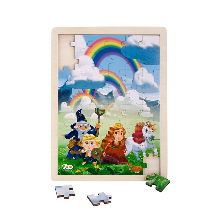 Puzzle din lemn, Pino, Curcubeu, 48 piese