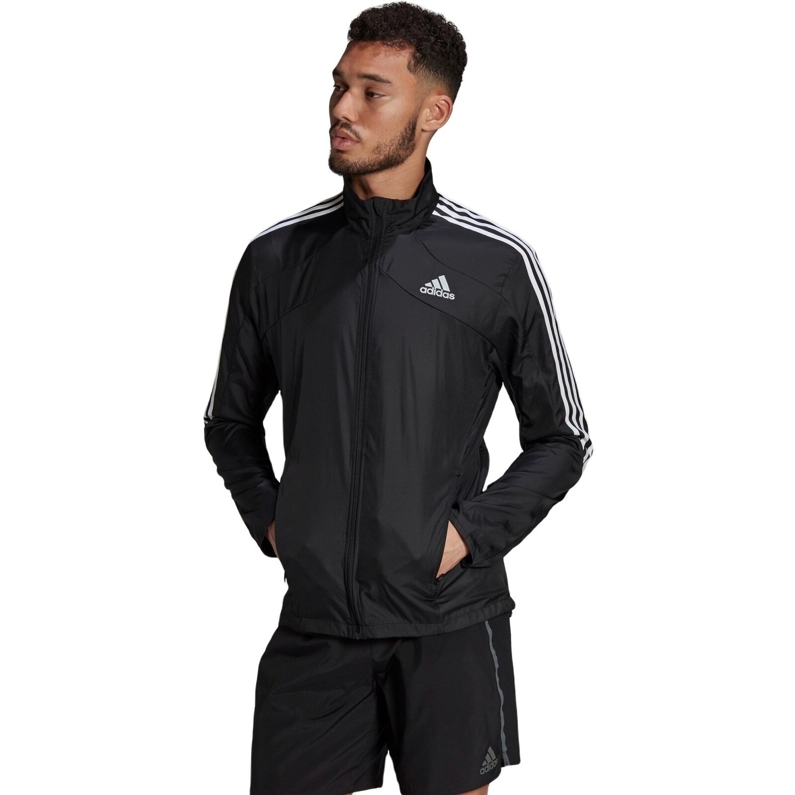 Jacheta adidas Marathon 3 Stripes, Negru