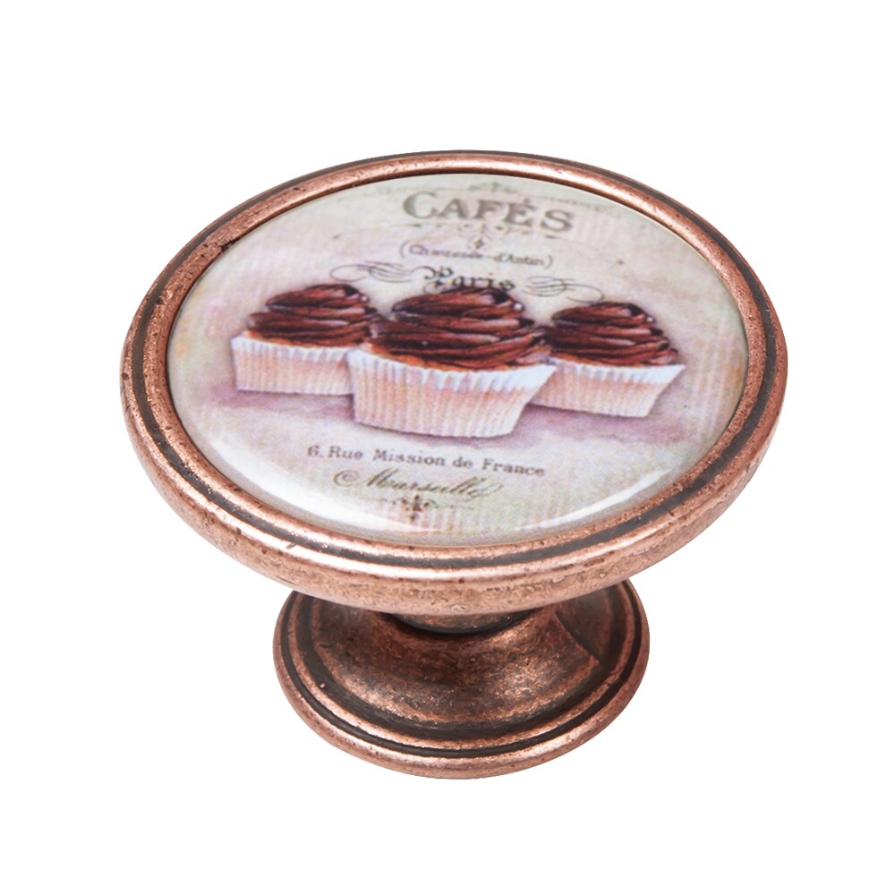 Buton pentru mobila, Cafe1 550CB61, finisaj cupru antichizat, D37 mm
