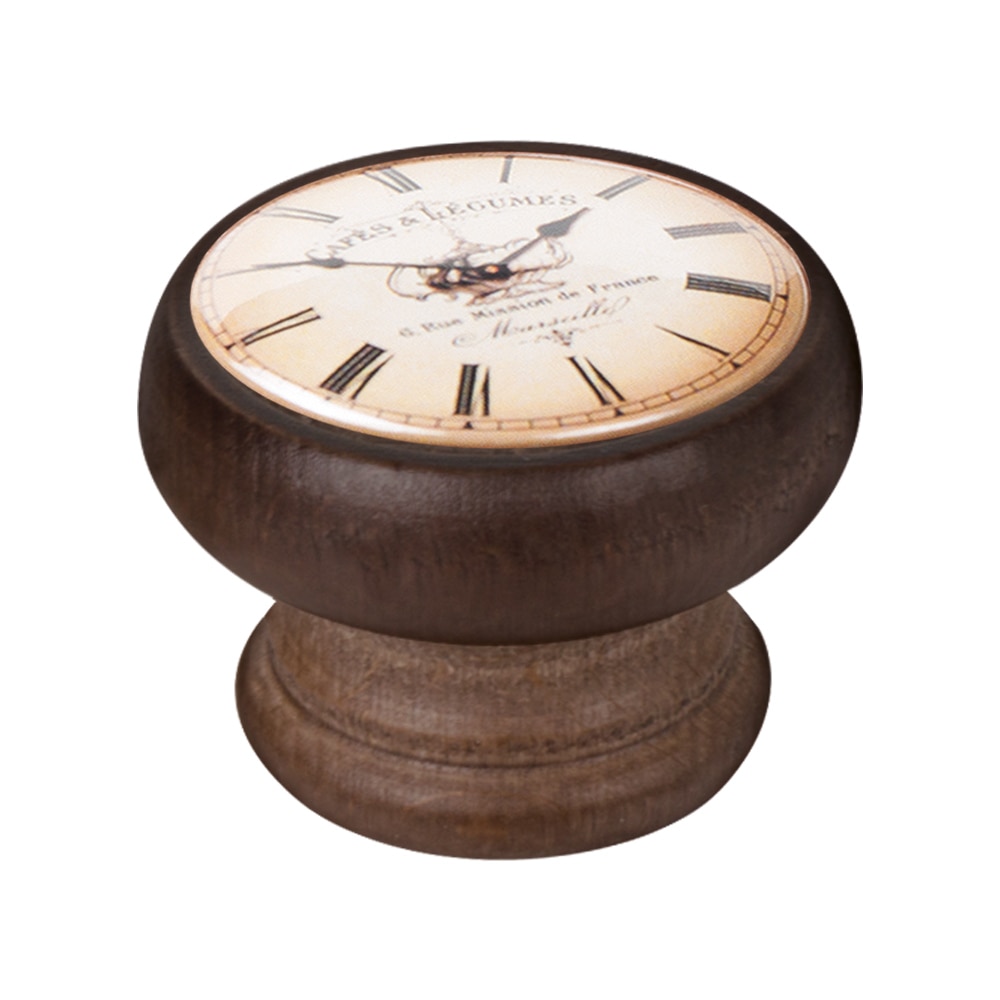 Buton pentru mobila, Clock Cafe 450NG06, finisaj nuc, D40 mm