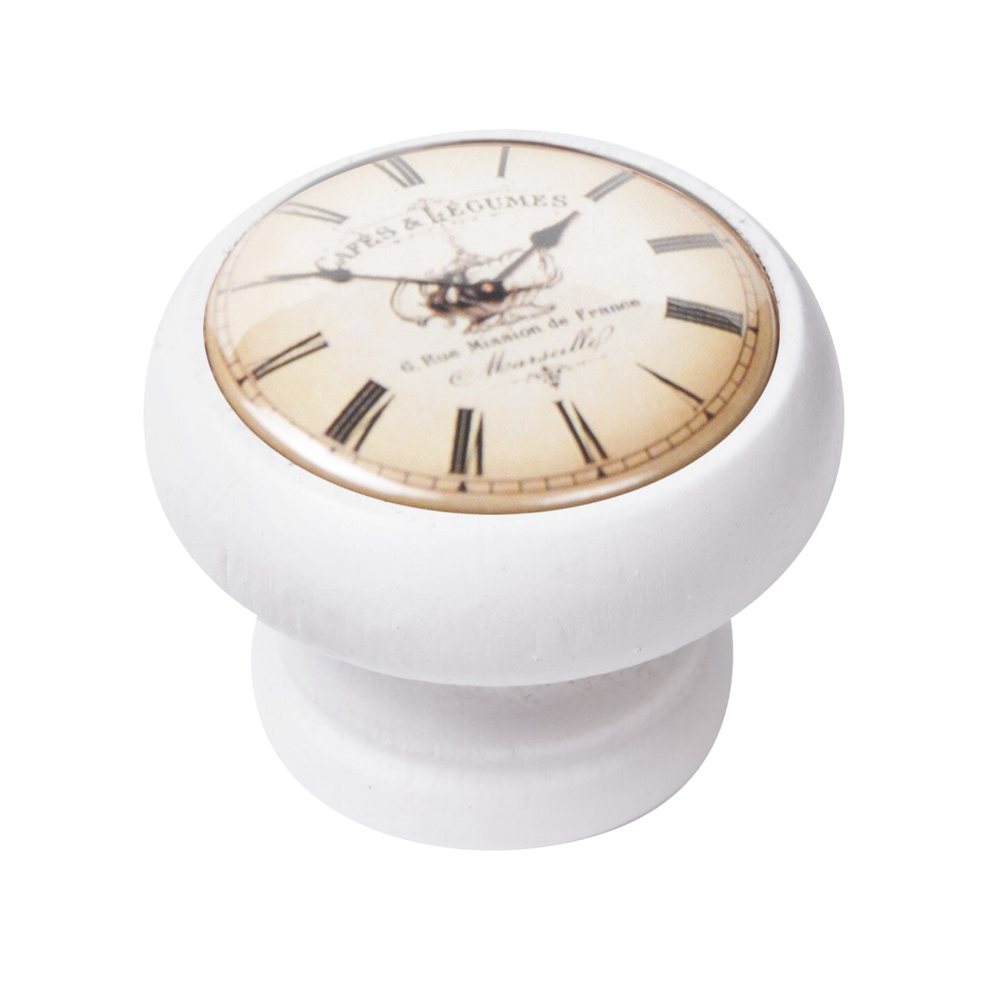 Buton pentru mobila, Clock Cafe 450BL06, finisaj alb, D40 mm