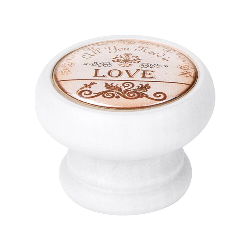 Buton pentru mobila, Love 450BL28, finisaj alb, D40 mm