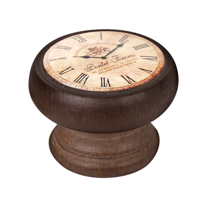 Buton pentru mobila, Clock5 450NG24, finisaj nuc, D40 mm