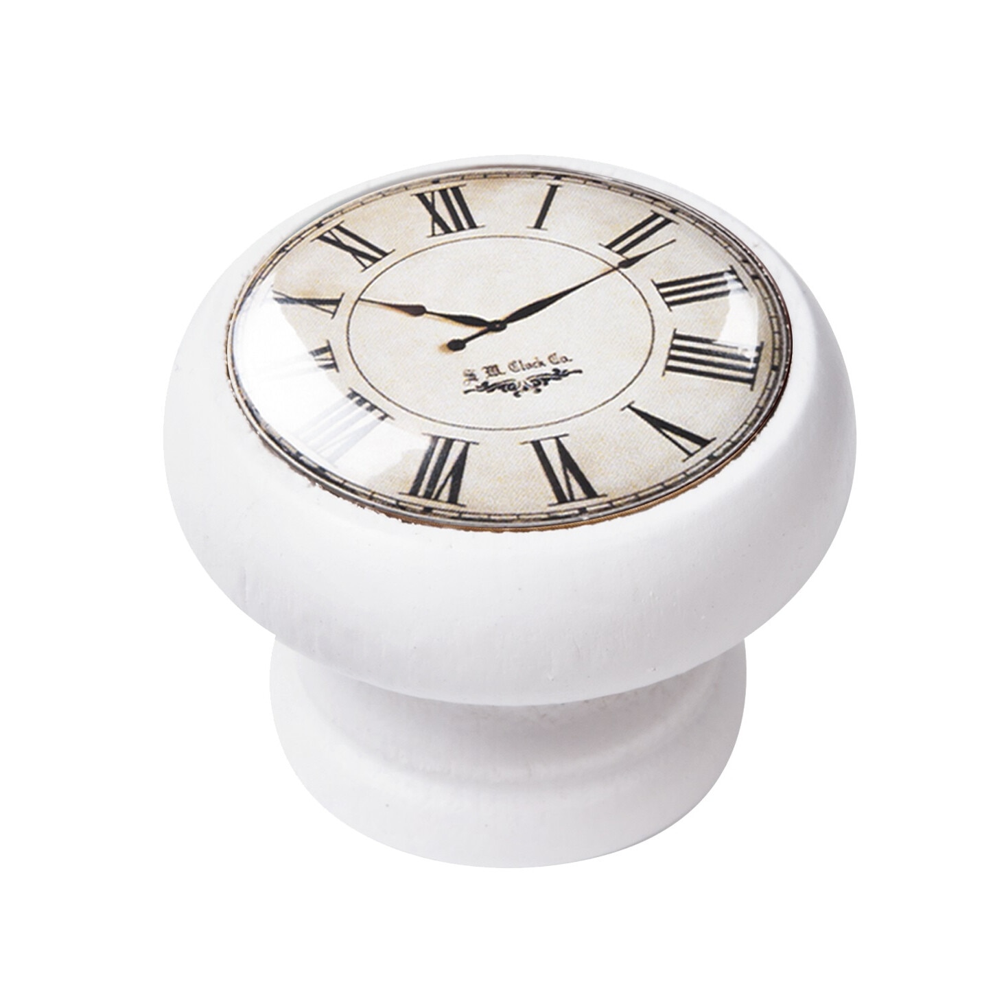 Buton pentru mobila, White Clock 450BL02, finisaj alb, D40 mm