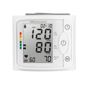 Tensiometru de incheietura Medisana BW 335 51077, Display LCD, 120 memorii pentru 2 utilizatori, Alb Tensiometru de incheietura Medisana BW 335 51077, Display LCD, 120 memorii pentru 2 utilizatori, Alb