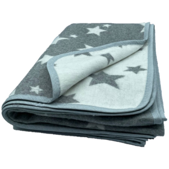 Одеяло Kring Grey Stars, 110X140 см, 220 гр/м2, Памук 50%, Полиестер 50%, Сив