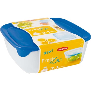 Set 4 cutii alimente patrate FRESH&GO 0,25L + 0,8L + 1,7L + 2,9L capac albastru Set 4 cutii alimente patrate FRESH&GO 0,25L + 0,8L + 1,7L + 2,9L capac albastru