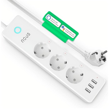 Prelungitor inteligent Nous A5, Wi-Fi, 3xUSB 15W 5V 3A, 3 prize, 1.5m, compatibil Google Assistant, amazon alexa Prelungitor inteligent Nous A5, Wi-Fi, 3xUSB 15W 5V 3A, 3 prize, 1.5m, compatibil Google Assistant, amazon alexa