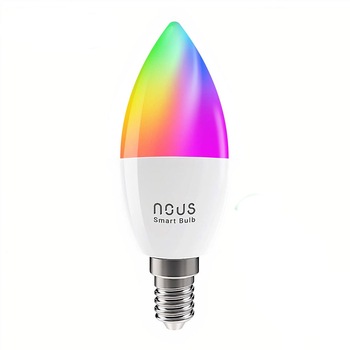 Bec LED RGB inteligent Nous P4, Wi-Fi, E14, 4.5W, 380 lm, lumina alba si colorata, control vocal, compatibil Google Assistant, amazon alexa Bec LED RGB inteligent Nous P4, Wi-Fi, E14, 4.5W, 380 lm, lumina alba si colorata, control vocal, compatibil Google Assistant, amazon alexa