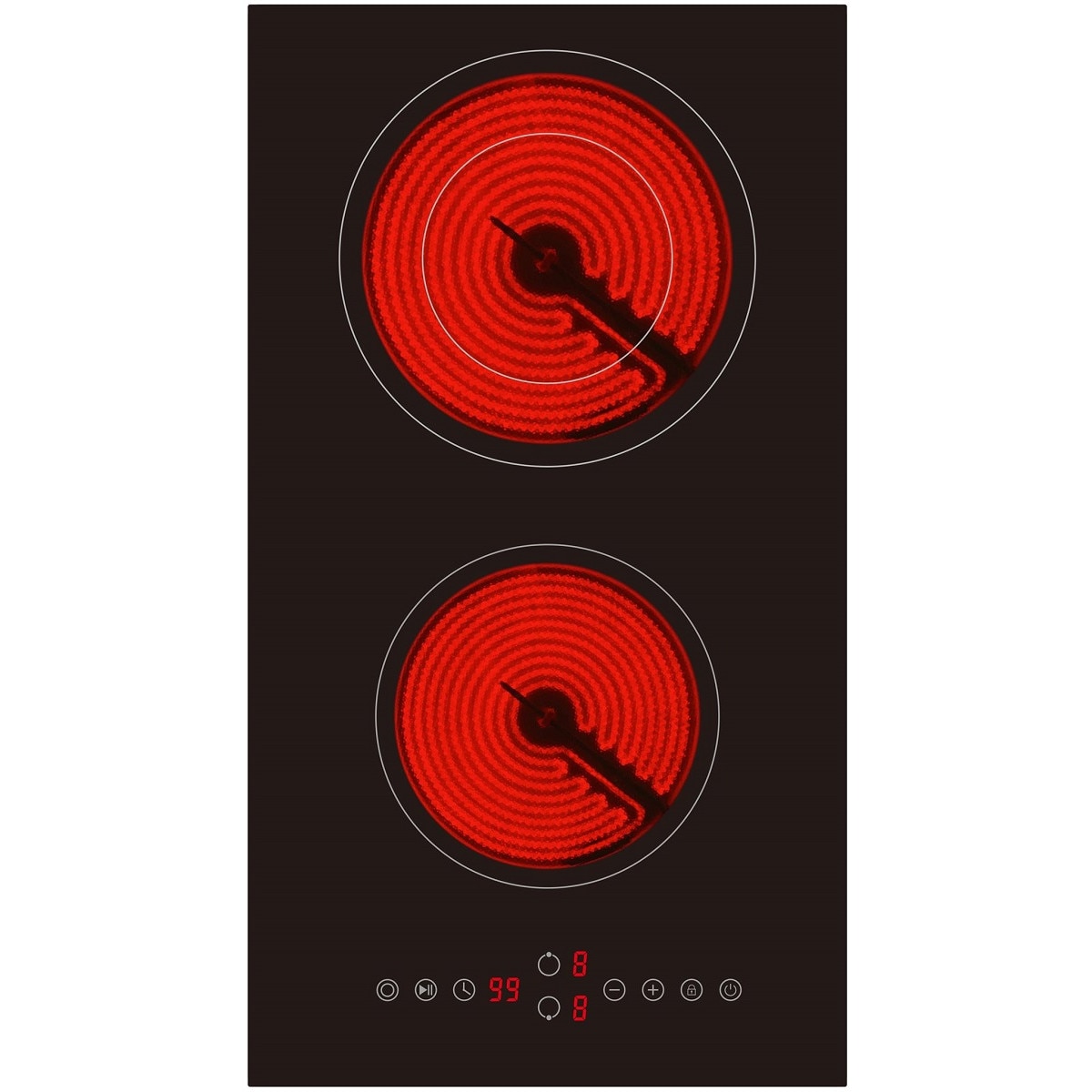 Plita incorporabila vitroceramica Arielli AE-322S, 3.2 kw, 2 zone de gatit, Indicator de caldura reziduala, Negru