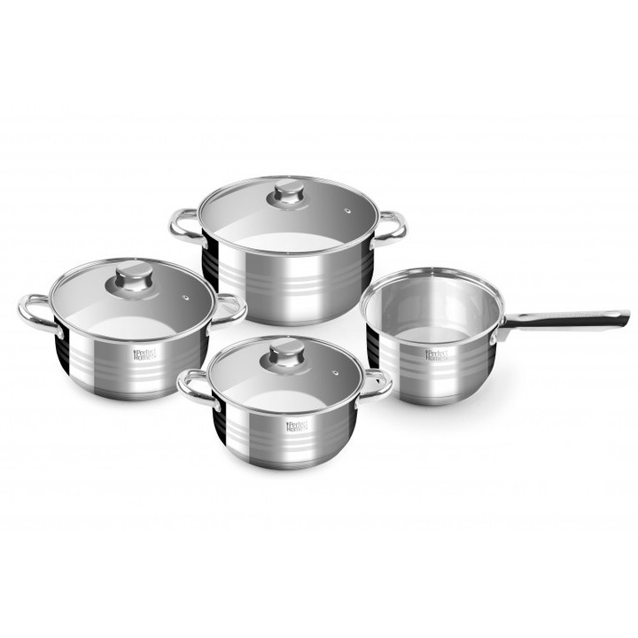 Set de 4 cratite 8 piese de bucatarie din otel inoxidabil Diamond