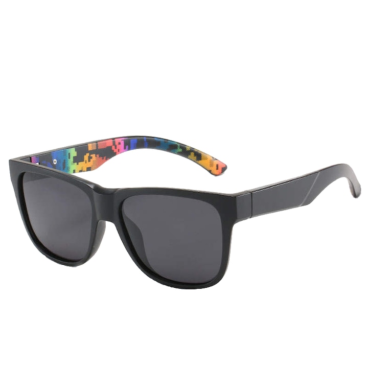 Playsmartshop napszemüveg, UV védelem, fekete színű, színes belső keretek, fekete polaroid lencsék