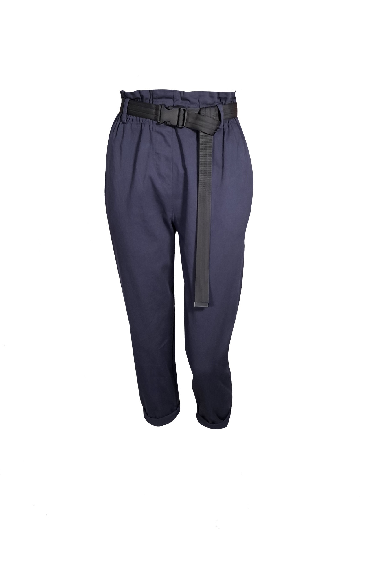 Pantaloni cu banda elastica dama, Albastru bleumarin