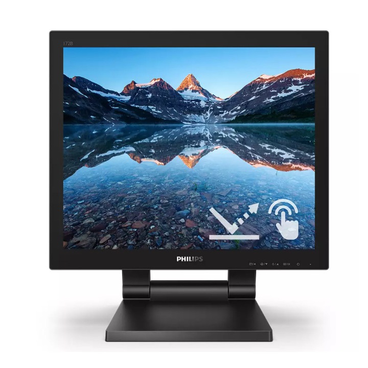 Monitor Philips LCD cu SmoothTouch 1280 x 1024 B Line, Diagonala 17" (43,2 cm), Sistem W-LED, Raport 5:4, sRGB, EasyRead, Mod LowBlue, Clasic, Negru
