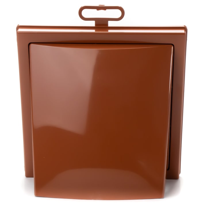Grila ventilatie Ø100mm patrata cu clapeta antiretur, exterior, 150x150, ASA plastic, Terracotta