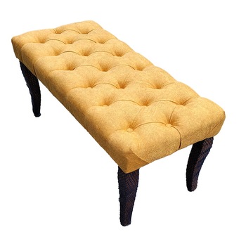 Canapea tip banca tapitata cu stofa, Mustar, 90 cm x 45 cm x 45 cm Canapea tip banca tapitata cu stofa, Mustar, 90 cm x 45 cm x 45 cm