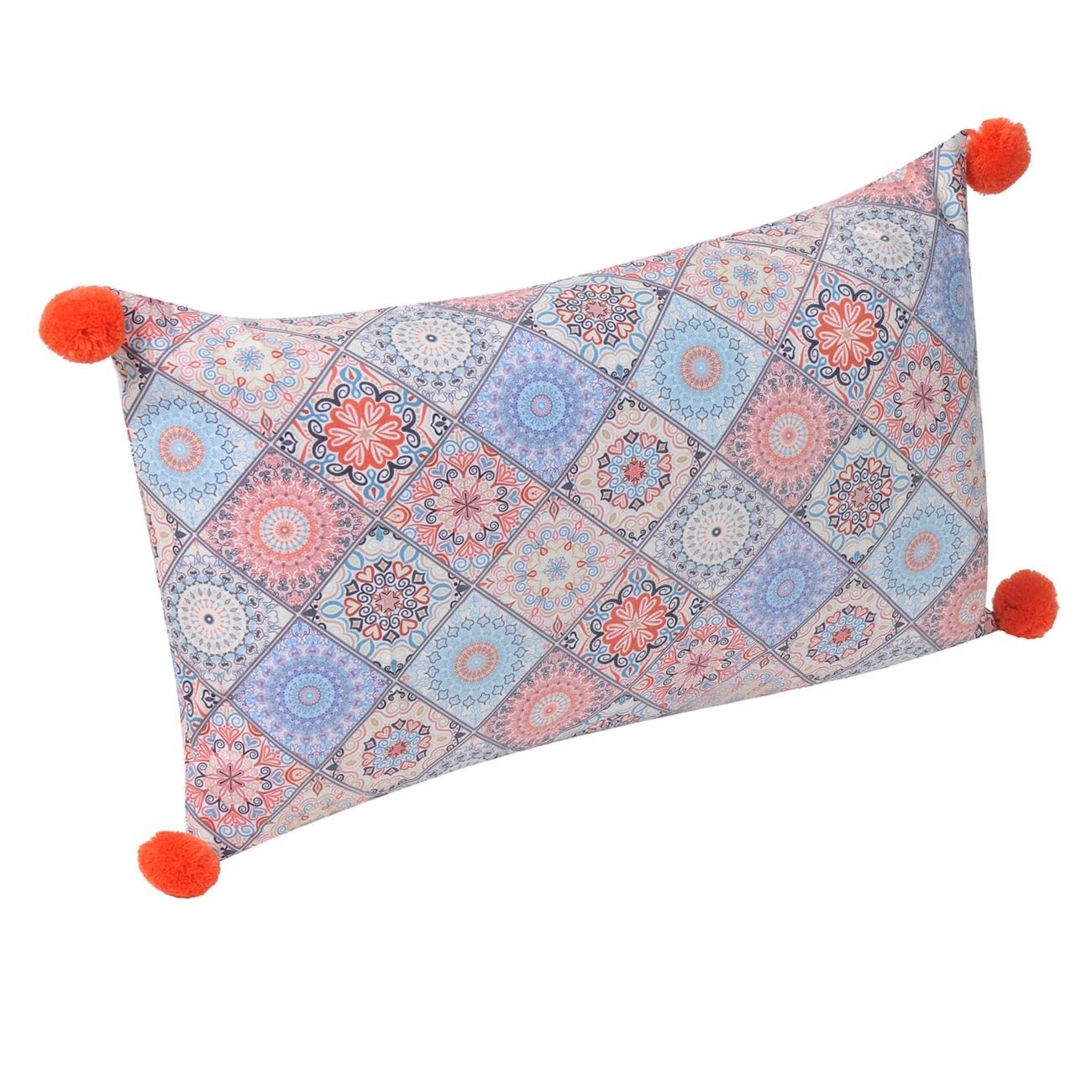 Perna,cu model in forma de romburi,multicolor,material textil,dreptunghiulara,dimensiune 50x30 cm