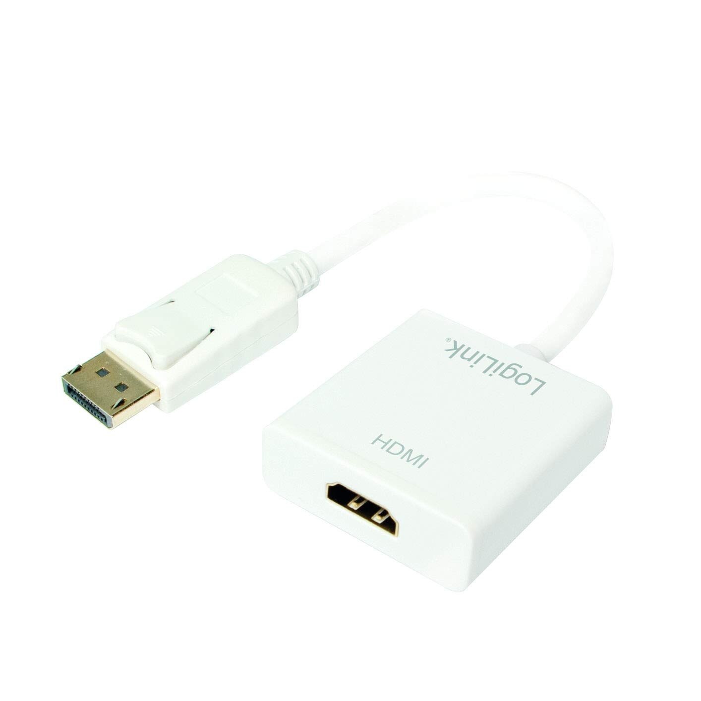 Adaptor video Logilink CV0057B, DisplayPort tata la HDMI mama, alb