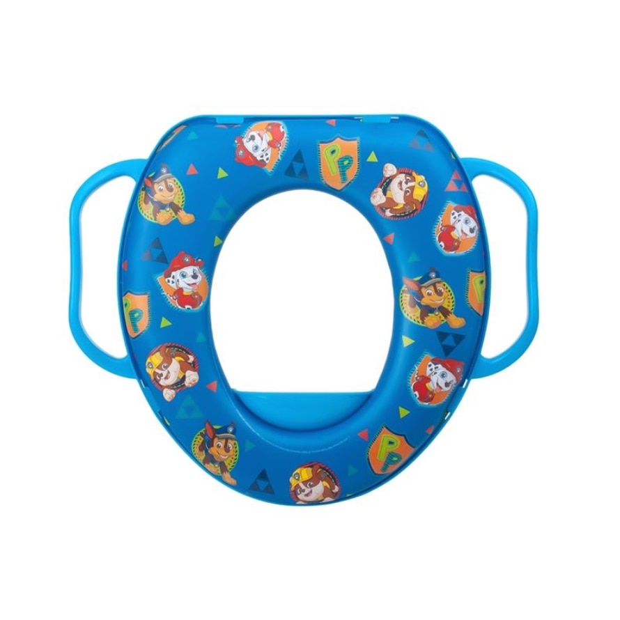 Reductor de WC pentru copii, suprafata moale, manere pentru sustinere, Paw Patrol, Albastru, 35x28 cm