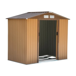 Cabina Dulap Gradina, Outsunny, pentru Ustensile, din Lamiera de Otel, 213x130x185 cm, Galben