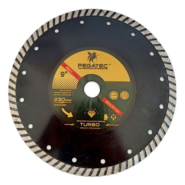 Disc diamantat Turbo, Pegatec, 230 mm