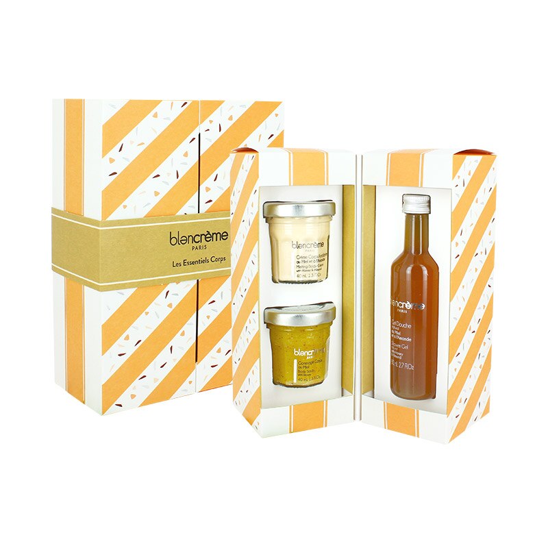 Set corp Blancreme, miere & migdala cu 3 produse, crema corp 40 ml, gomaj corp 40 ml, gel de dus 80 ml