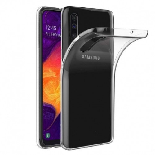 Set Husa Pentru SAMSUNG Galaxy A50 / A50s / A30s - Ultra Slim 0.5mm (Transparent) + Folie de Sticla 5D Pentru SAMSUNG Galaxy A50 / A50s (Negru) Full Glue