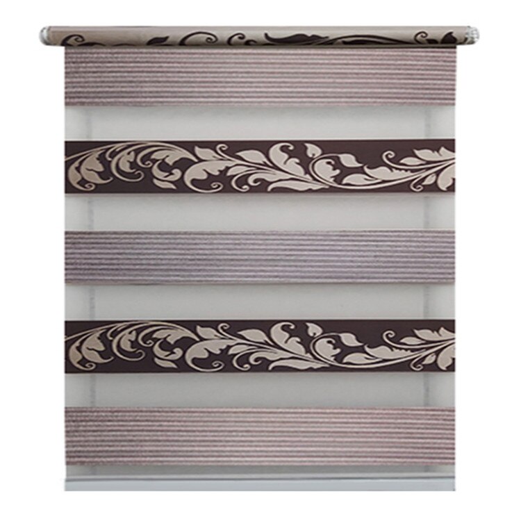 Jaluzea tip Rulou textil MAXI,Deko Design,Rolete Zebra Day & Night Luxury High Quality, 160x160cm,ZS4,culoare maro cu model si insertie de sclipici,accesorii albe