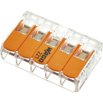 Set cleme cabluri Wago 5x max. 4 mm², 10 bucati Set cleme cabluri Wago 5x max. 4 mm², 10 bucati