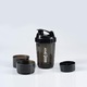 Shaker GO4FIT, din plastic fara BPA, 600 ml pentru prepararea bauturilor proteice, negru