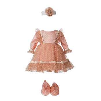 Rochita botez, 3 piese, culoare roz, varsta 3 luni Rochita botez, 3 piese, culoare roz, varsta 3 luni