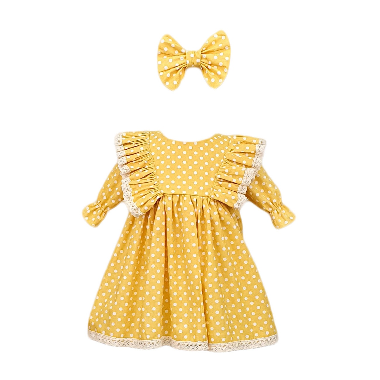 Rochita botez, 2 piese, culoare galbena, varsta 9 luni