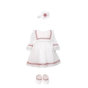 Rochita botez traditionala, 3 piese, culoare alba, varsta 3 luni Rochita botez traditionala, 3 piese, culoare alba, varsta 3 luni