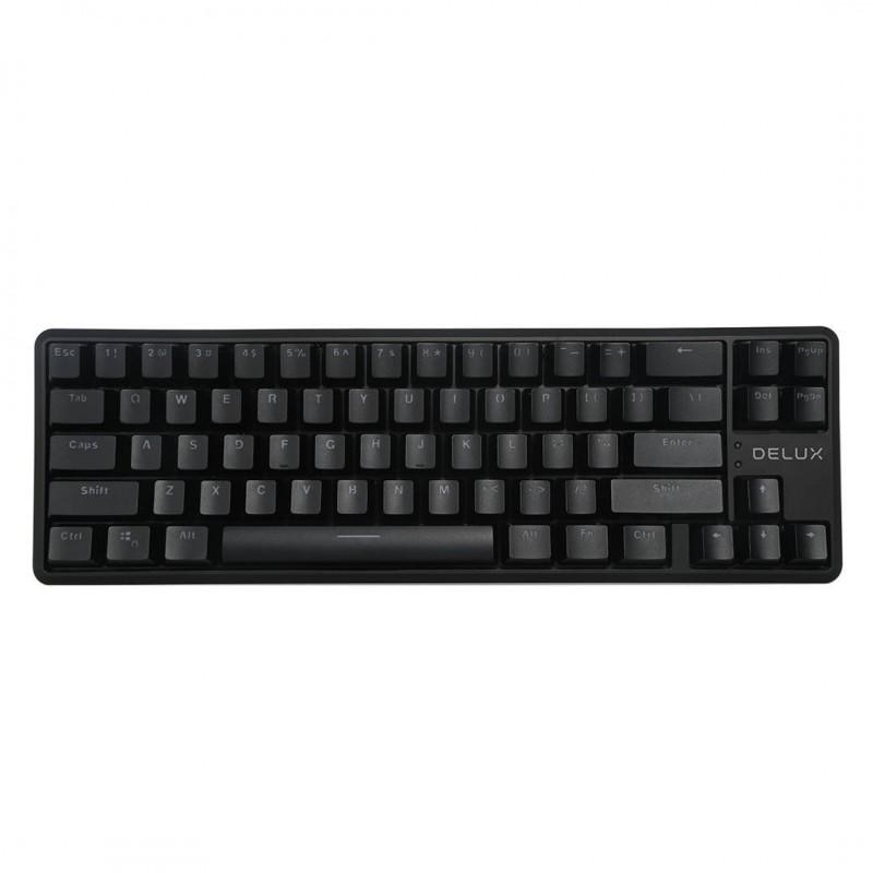 Tastatura gaming mecanica Delux KM32, conexiune USB si Wireless, iluminat RGB, 2000 mAh, Bluetooth 5.0, Negru