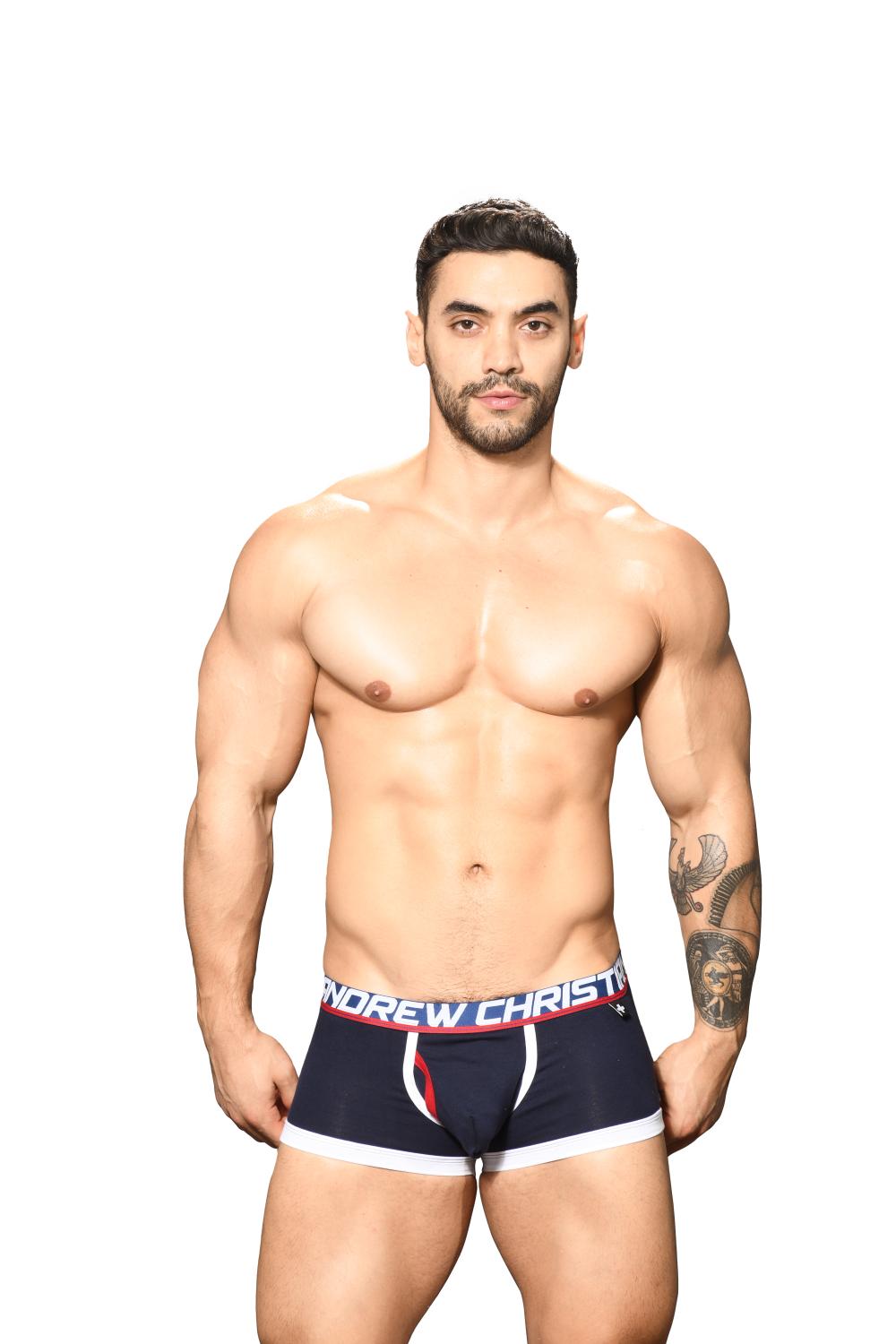 Boxeri barbati Andrew Christian Fly Tagless, Albastru Navy, S