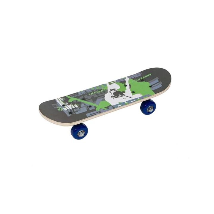 Детски скейтборд, дървен, многоцветен, 42x12.5x8 см
