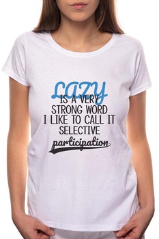 Tricou dama, Lazy, 100% Bumbac, W8, Alb Tricou dama, Lazy, 100% Bumbac, W8, Alb