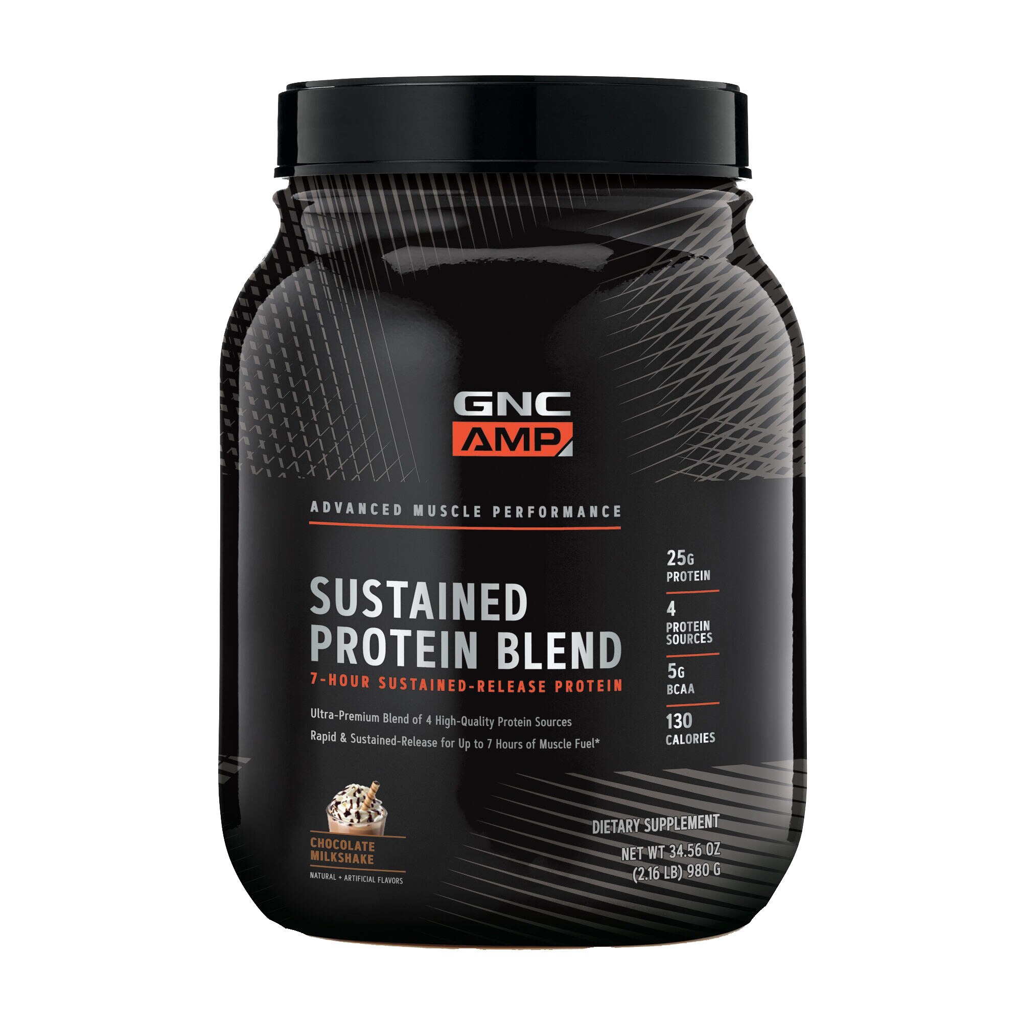 GNC AMP Sustained Protein Blend, Amestec Proteic, cu Aroma de Milkshake de Ciocolata, 980 g