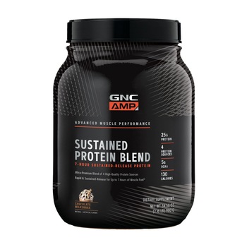 GNC AMP Sustained Protein Blend, Amestec Proteic, cu Aroma de Milkshake de Ciocolata, 980 g GNC AMP Sustained Protein Blend, Amestec Proteic, cu Aroma de Milkshake de Ciocolata, 980 g