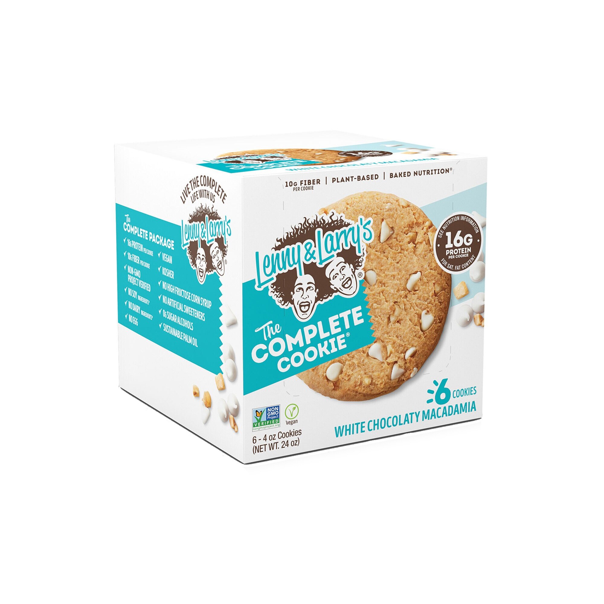 Biscuit Proteic Vegan Lenny & Larry's® The Complete Cookie®, aroma de ciocolata alba si nuci de macadamia, 6 biscuiti x 113g
