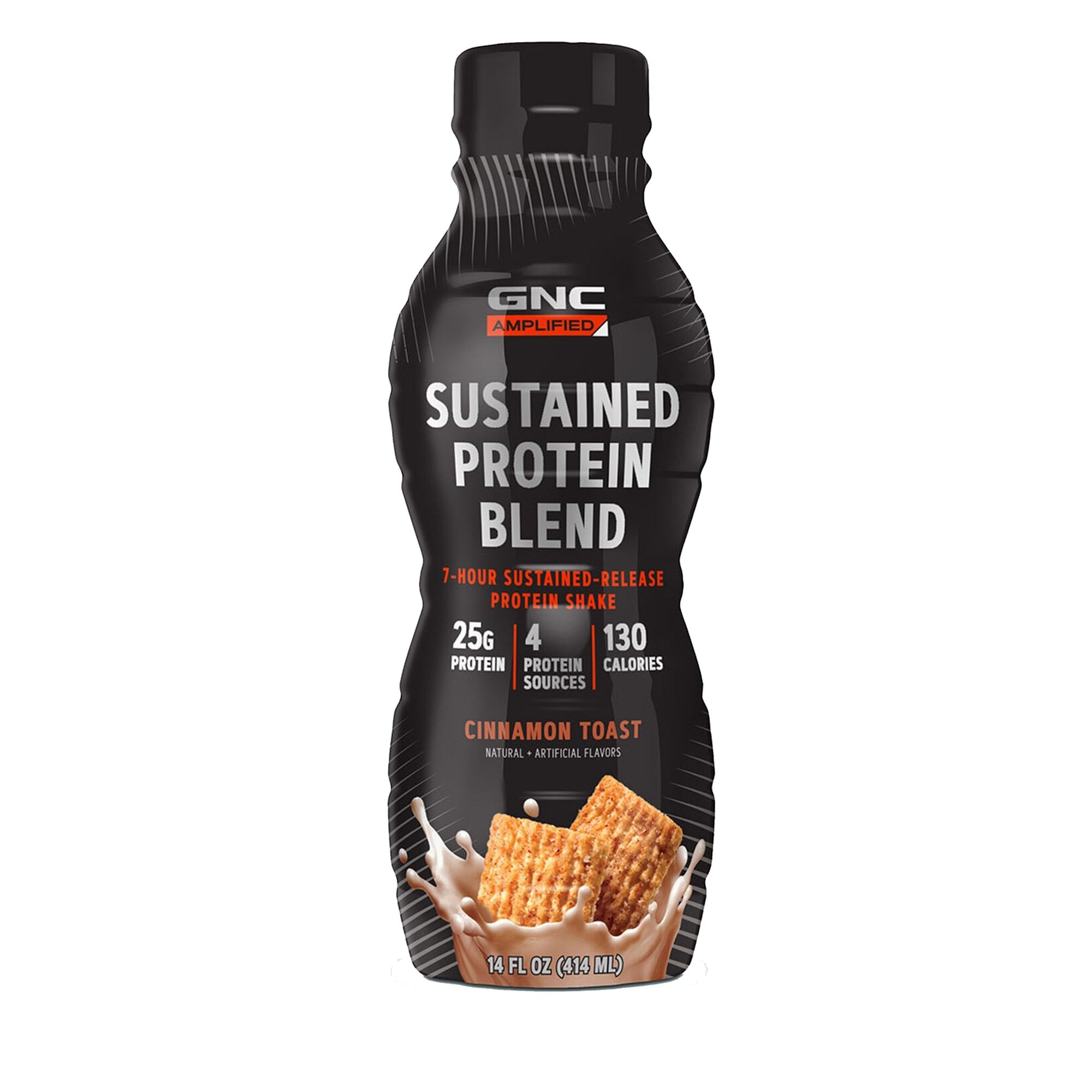 GNC AMP Sustained Protein Blend Shake Proteic RTD, cu Aroma de Scortisoara, 414 ml