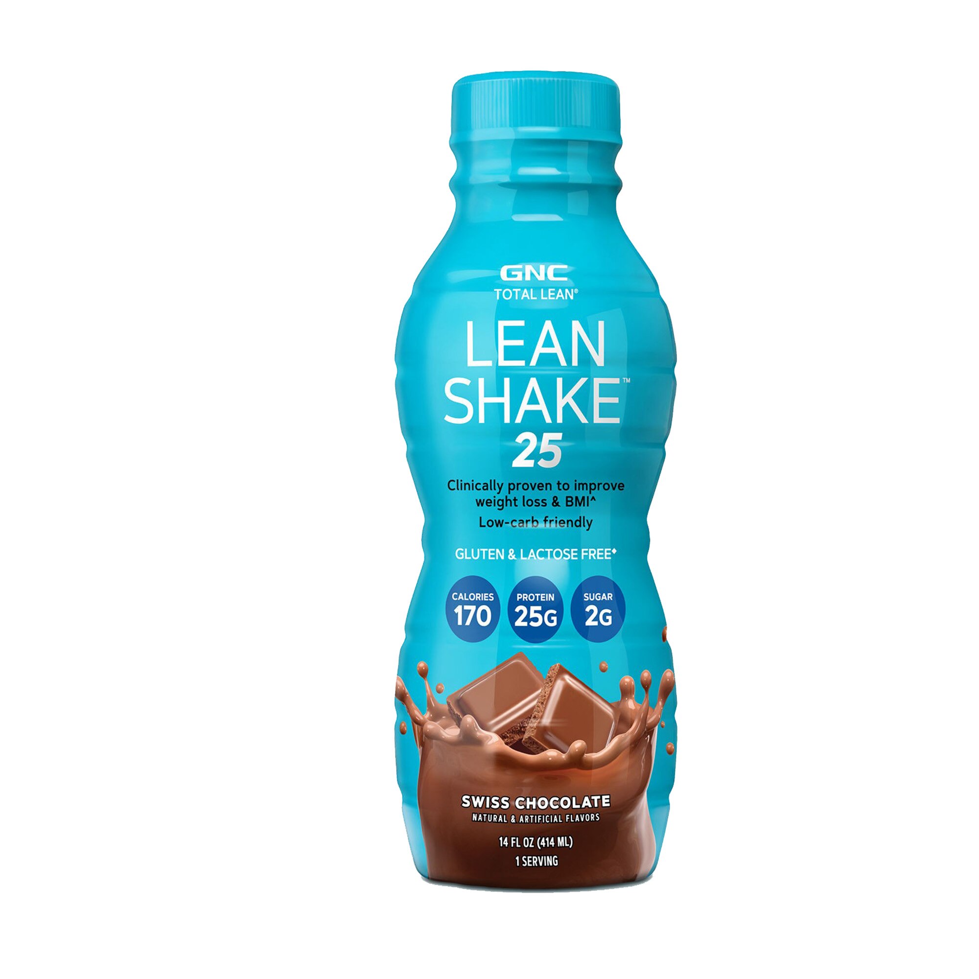 GNC Total Lean® Lean Shake™ 25, Shake Proteic RTD cu Aroma de Ciocolata Elvetiana, 414 ml